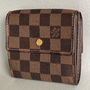 Auténtica cartera plegable unisex Damier Louis Vuitton, compacta, de diseño plegable, de bolsillo, fácil de usar, monedero pequeño, bolso de mano, cartera.