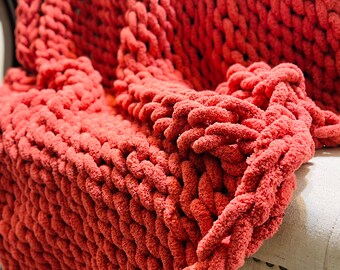 Hand-Knit Chunky Throw