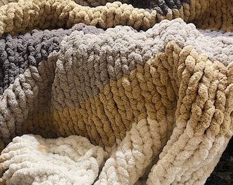 Handknit Chunky Blanket - Handknit Blankets - Knit Blanket - Giant Knit Blanket - Throw Blanket - Chunky Knit Throw - Valentine’s Day Gift