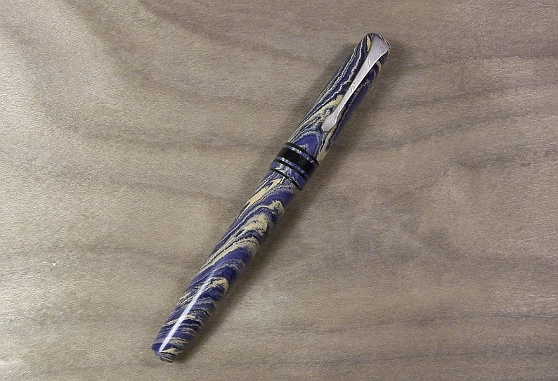 Fountain pen in hard rubber and Damascus steel, Bock nib image 2