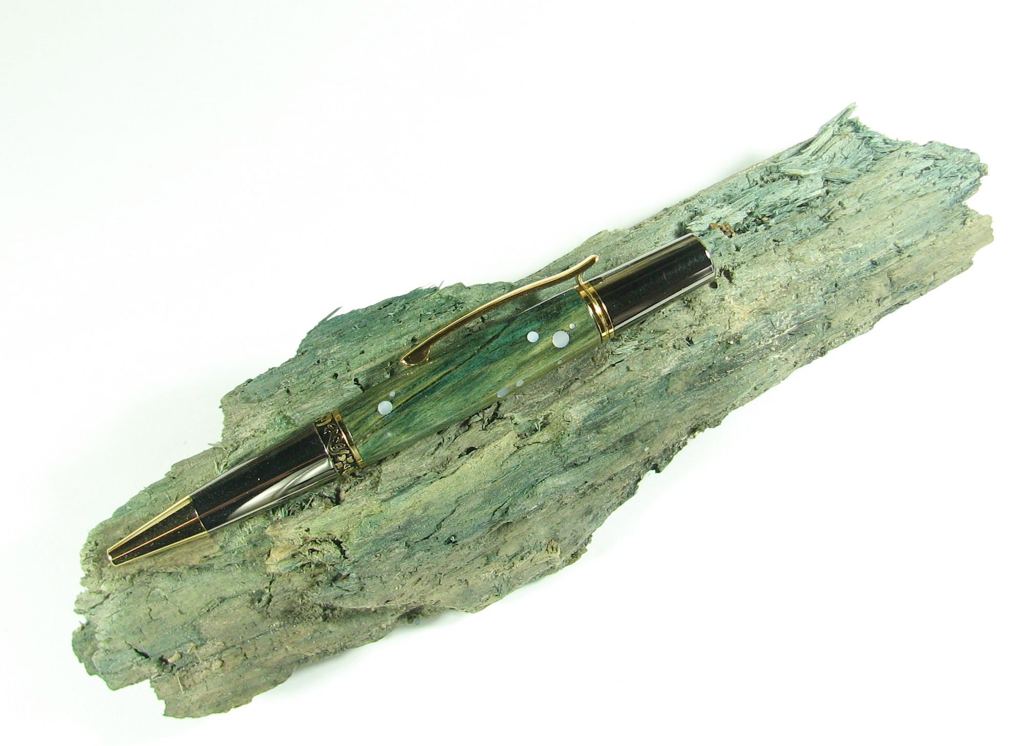 Ballpoint Pen or Rollerball in Rare Natural Blue Wood and Etsy