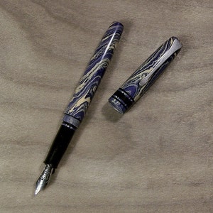 Fountain pen in hard rubber and Damascus steel, Bock nib image 5