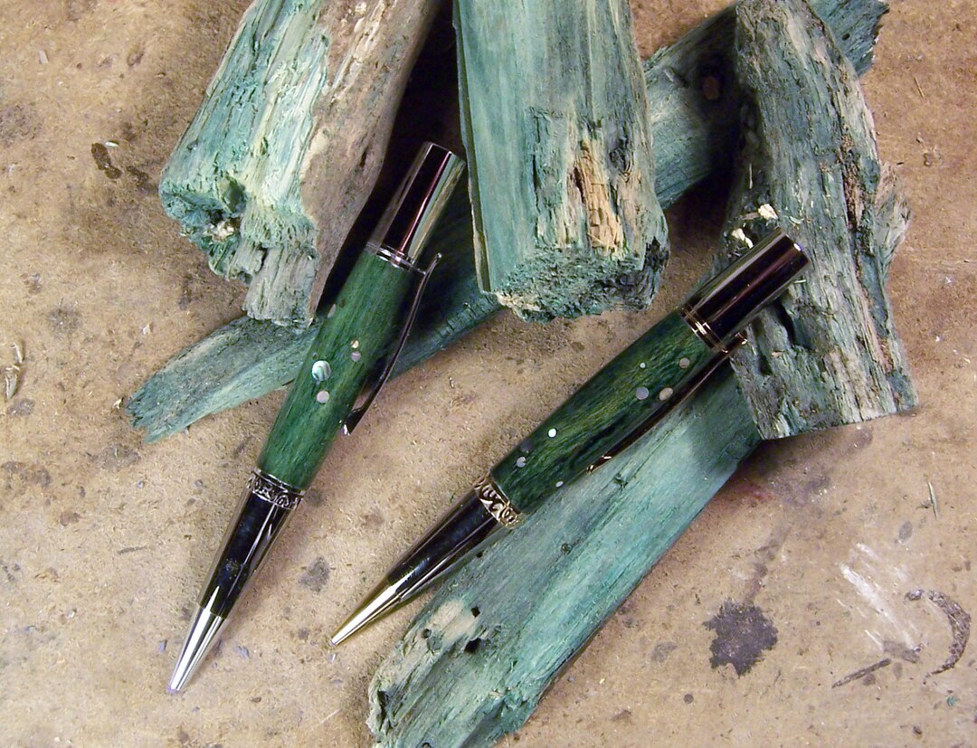 Ballpoint Pen or Rollerball in Rare Natural Blue Wood and Etsy