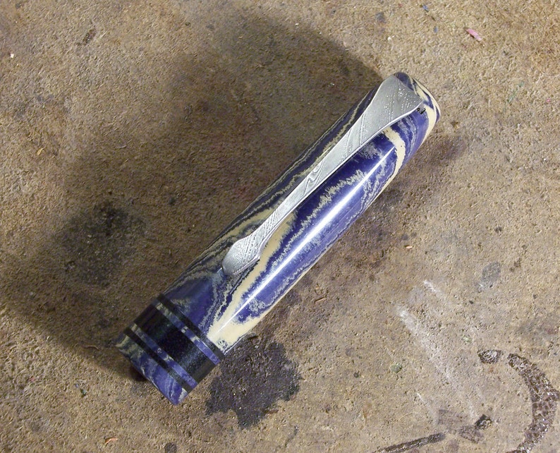 Fountain pen in hard rubber and Damascus steel, Bock nib image 3