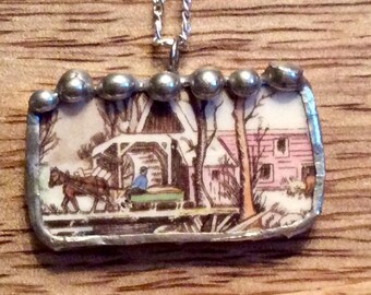 BROKEN CHINA Edward M Kowles China, Antique, Old, Vintage, Recycled Dishes, Sterling, Silver, Glass Beads,