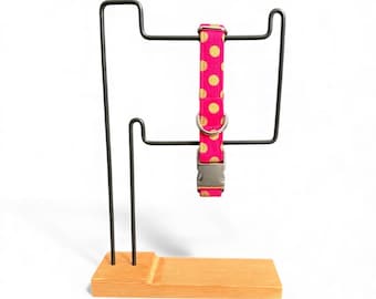 Handmade Pink and Gold Polka Dot Dog Collar