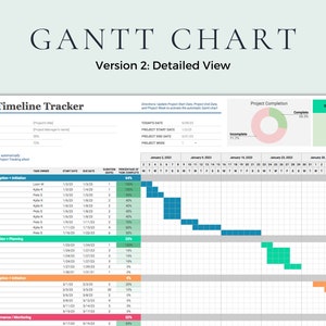 Gantt Chart Google Sheets Project Management Excel Template Task Tracker Project Timeline Business Planner Gantt Chart Template Digital Plan image 3