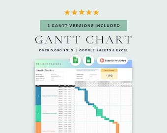 Gantt Chart, Project Timeline, and Project Management Tool: Google Sheets Template & Excel Spreadsheet