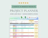 Project Tracker with Project Timeline, Gantt Chart, and Task Tracker: Google Sheets & Excel Template (Digital Download)