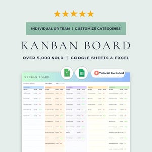 Kanban Board Project Management Tool: Google Sheets Template & Excel Spreadsheet