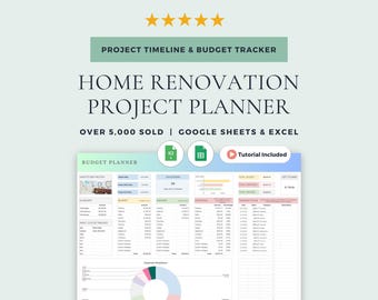 Renovation Planner and Home Renovation Budget Planner: Google Sheets Template & Excel Spreadsheet