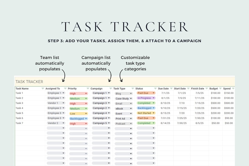 Marketing Planner, Marketing Tracker, Marketing Timeline, Google Sheets Template, Marketing Calendar, Content Calendar, Content Planner, Podcast Planner, Campaign Tracker, Excel Spreadsheet, Excel Template, Social Media Content Planner, Digital Content Scheduler, Digital Content Planner Spreadsheet, Monthly Content Spreadsheet, Project Tracker, Project Management, Gantt Chart, Marketing budget, Marketing strategy, Yearly marketing planner, Marketing calendar, Marketing Budget Template