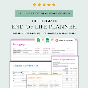 End of Life Planner and Emergency Binder: Google Sheets, Excel Template, & Printable (Digital Download)
