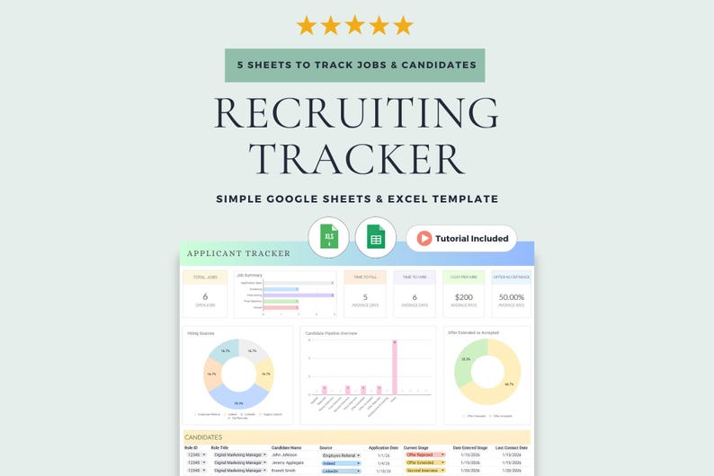 Recruiting Tracker With Hiring Tracker, Candidate Tracker, and ...