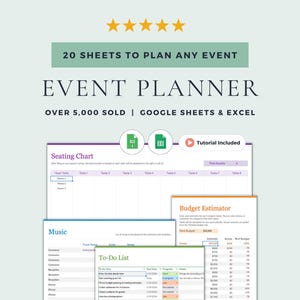 Eventplanung und Event-Tracking: Google Sheets-Vorlage & Excel-Tabelle. Partyplanung | Geburtstagsplanung | Hochzeitsplanung
