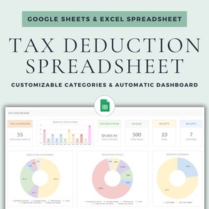 Belastingaftrek Google Spreadsheets en Excel-spreadsheet Belastingspreadsheet Belastingtracker Belastingplanner Belastingorganisator Kilometerteller Belastinglogboek