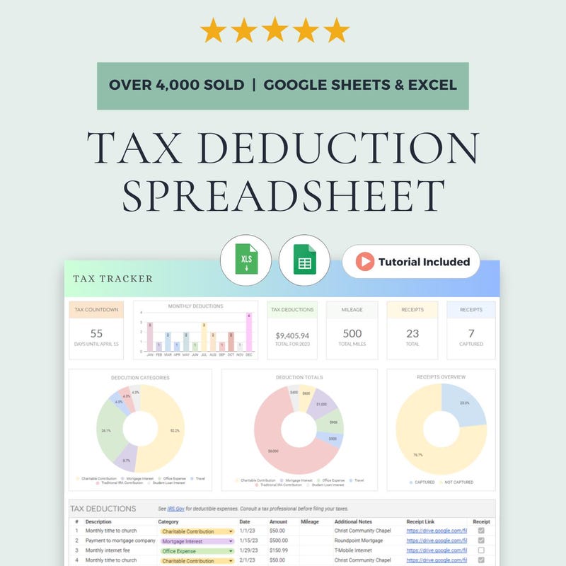 Tax Deductions Excel Sheet Etsy Tax Deductions Excel Sheet Etsy