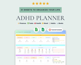 ADHD Digital Planner: Google Sheets Template & Excel Spreadsheet