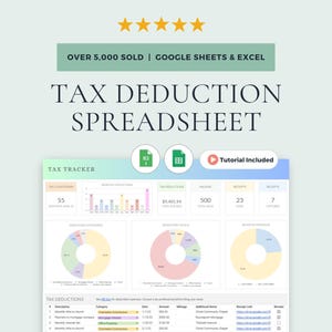 Tax Deduction Tracker: Google Sheets & Excel Template (Digital Download)