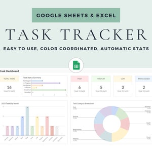Task Tracker Excel Template Task Tracking Spreadsheet Task Planner Digital To Do List Google Sheets Template Task Tracker Google Template
