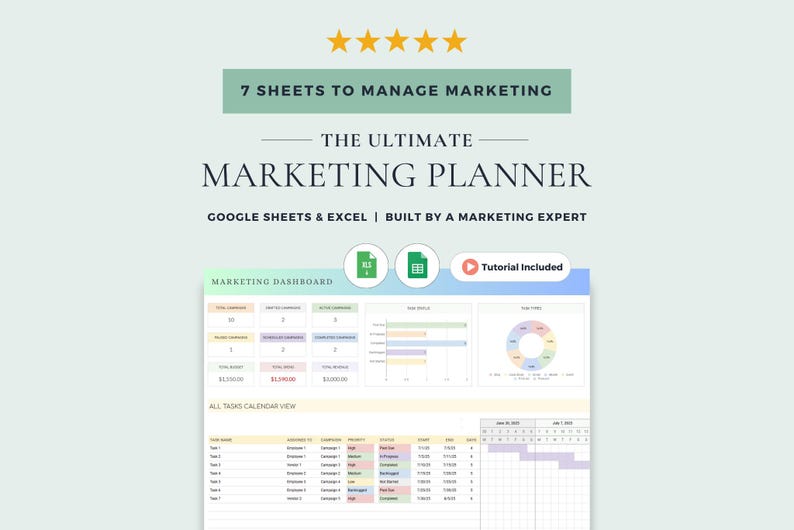 Marketing Planner, Marketing Tracker, Marketing Timeline, Google Sheets Template, Marketing Calendar, Content Calendar, Content Planner, Podcast Planner, Campaign Tracker, Excel Spreadsheet, Excel Template, Social Media Content Planner, Digital Content Scheduler, Digital Content Planner Spreadsheet, Monthly Content Spreadsheet, Project Tracker, Project Management, Gantt Chart, Marketing budget, Marketing strategy, Yearly marketing planner, Marketing calendar, Marketing Budget Template