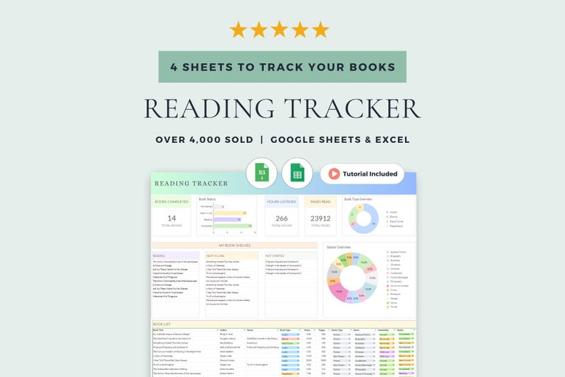 Reading Tracker and Book Tracker: Google Sheets Template & Excel ...