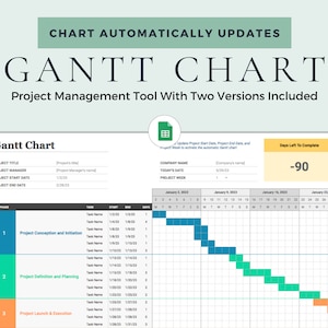 Gantt Chart Google Sheets Project Management Excel Template Task Tracker Project Timeline Business Planner Gantt Chart Template Digital Plan image 1