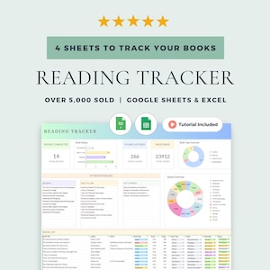 Reading Tracker and Book Tracker: Google Sheets Template & Excel Spreadsheet