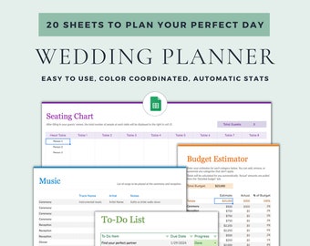 Digital Wedding Planner Google Sheets Excel Template Wedding Checklist Wedding Planner Book Wedding Budget Planner Seating Chart