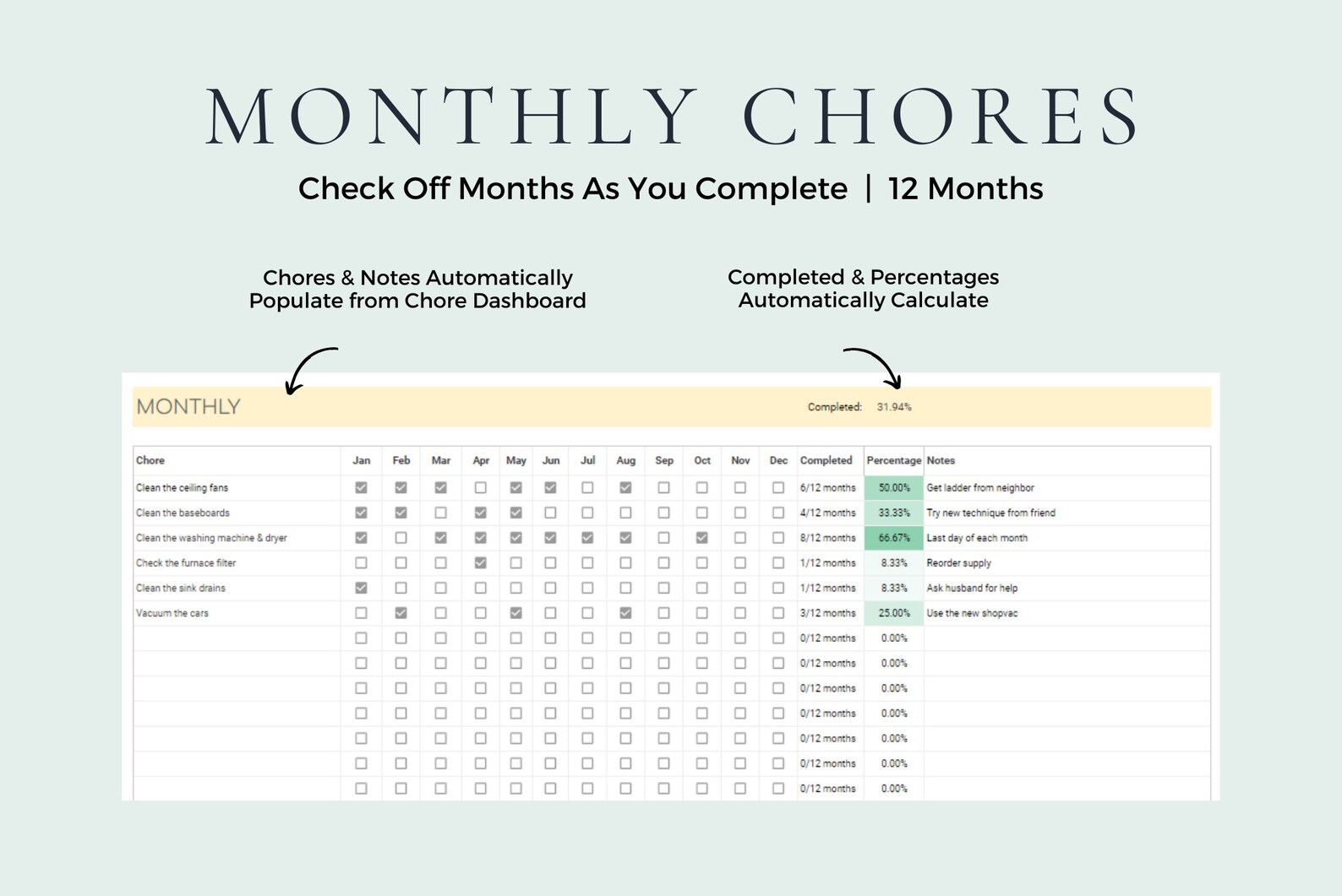 Cleaning Schedule Cleaning Planner Google Sheets Excel Spreadsheet ...