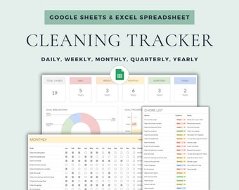 Cleaning Schedule Cleaning Planner Google Sheets Excel Spreadsheet Cleaning Checklist Chore Checklist Cleaning Tracker  Chore Template