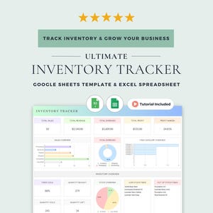 Inventory Tracker, Sales Tracker, and Business Tracker: Google Sheets Template & Excel Spreadsheet