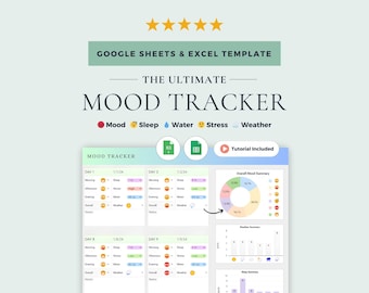 Digital Mood Tracker Journal: Google Sheets & Excel Template (Digital Download)