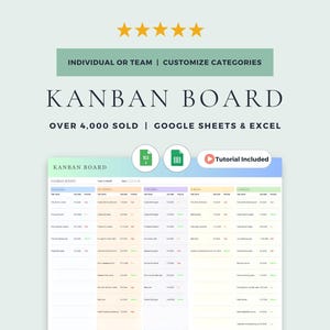 Kanban Board Project Management Tool: Google Sheets Template & Excel Spreadsheet