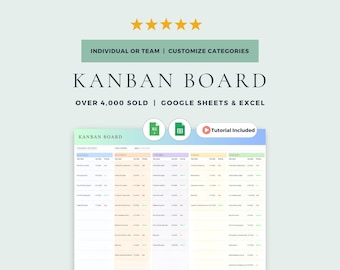 Kanban Board Project Management Tool: Google Sheets Template & Excel Spreadsheet