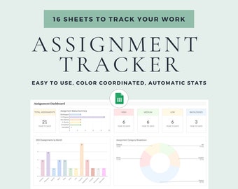 Assignment Tracker Google Sheets Student Planner Task Tracker Academic Planner School Spreadsheet College Spreadsheet Digital To Do List