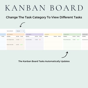 Kanban Board Project Management Tool: Google Sheets Template & Excel ...