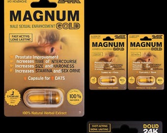 Magnum 24K Male Enhancement Gold capsules Free Gift 100% Natural Herbal Extract AUTHENTIC 4 packs