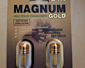 Magnum 24K Male Enhancement Gold capsules Free Gift 100% Natural Herbal Extract AUTHENTIC 2 double packs