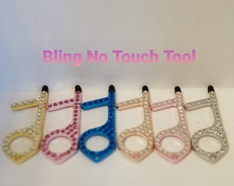 Bling No Touch Metal Door Opener Keychain