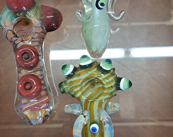 Hand crafted heavy and large art smoking pipes beautiful wholesale lot of 3 FREE GIFT