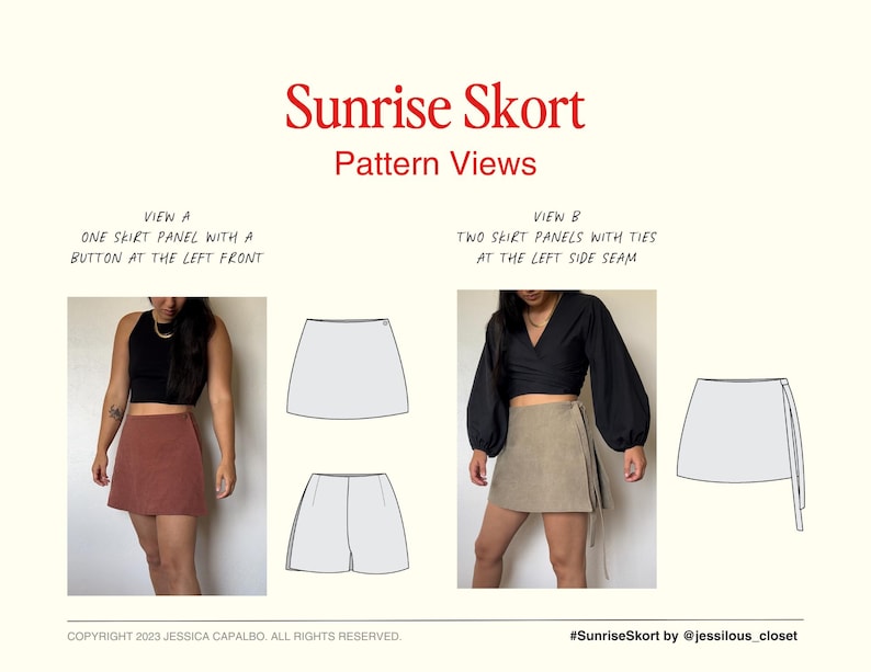 Sunrise Skort Sewing Pattern: Beginner-Friendly Wrap Skirt (PDF Pattern) Size Inclusive 0-34 image 8