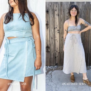 Jill Wrap Skirt PDF Sewing Pattern, Size Inclusive 0-34, Beginner-Friendly Detailed Video Tutorial, Maxi Skirt, Mini Skirt, Wrap Around image 5
