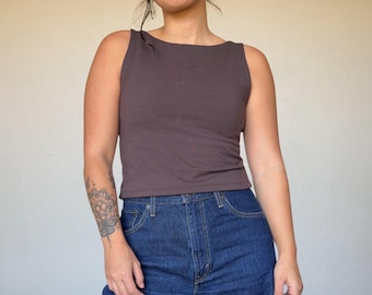 Everyday Crop Top PDF Sewing Pattern: Beginner Boat Neck Knit Top with Video Tutorial