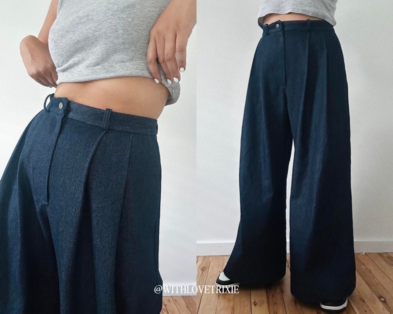 Tapioca Trousers PDF Pattern, Sizes 0-34, Beginner Sewing Pattern Video Tutorial, Wide Leg Pants, Pleated Trousers, Wide Leg Trousers image 5