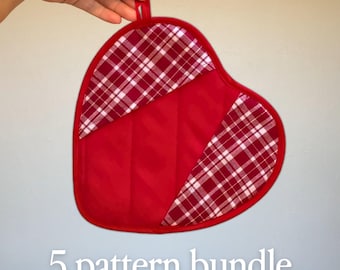 Pot Holder Pattern Bundle: Beginner Oven Mitt + Hot Pad PDF Sewing Patterns