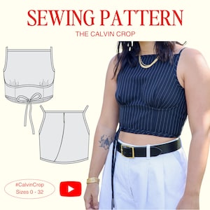 Calvin Crop PDF Sewing Pattern, Size Inclusive 0-32, Intermediate-Friendly + Detailed Video Tutorial, Square Neck, Corset Style, Elevated