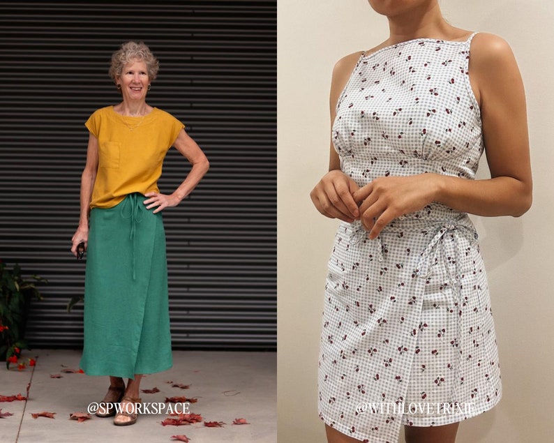 Jill Wrap Skirt PDF Sewing Pattern, Size Inclusive 0-34, Beginner-Friendly Detailed Video Tutorial, Maxi Skirt, Mini Skirt, Wrap Around image 3