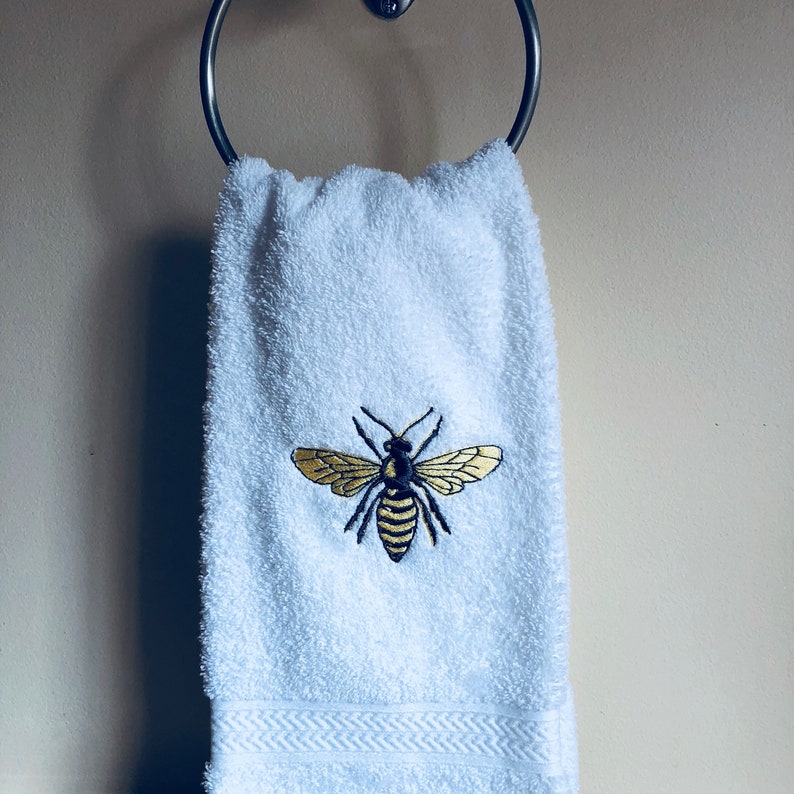 Bee Hand Towel Embroidered Towel Etsy