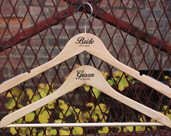 Bride and Groom Personalized  Hangers **Engraved** 2 personalized hangers